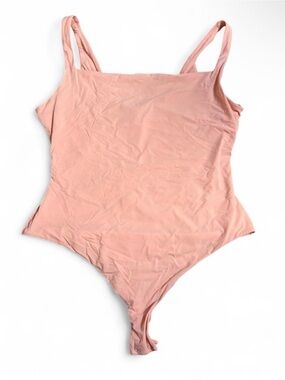SKIMS Blush Pink Square Neck Slim Strap Bodysuit